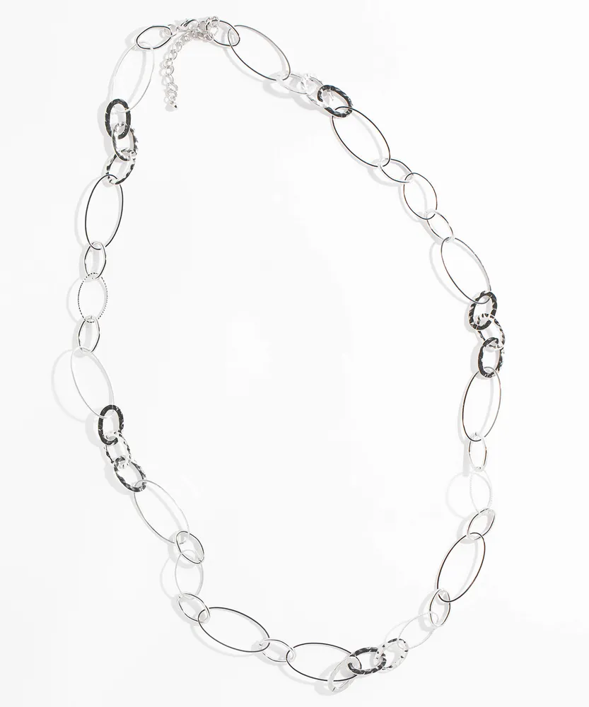 Long Textured Circle Chain Necklace