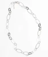 Long Textured Circle Chain Necklace