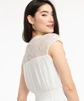 Lace Yoke V-Neck Dress