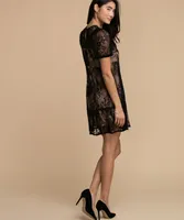 Tash + Sophie Puff Sleeve Lace Overlay Dress