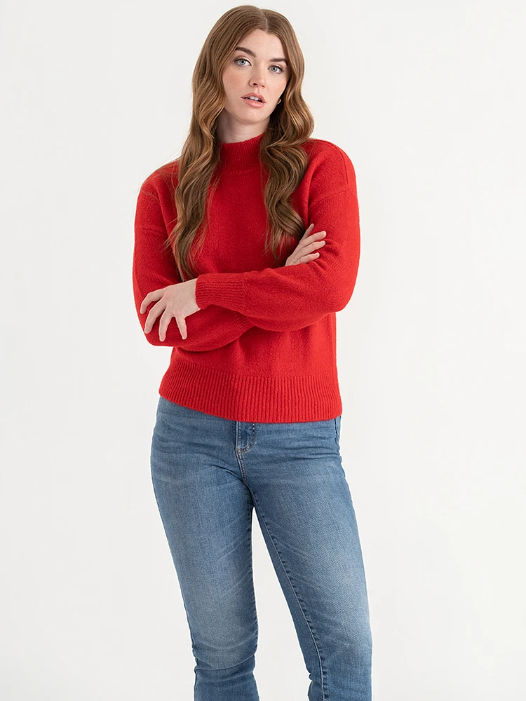 Mock Neck Balloon Sleeve Sweater