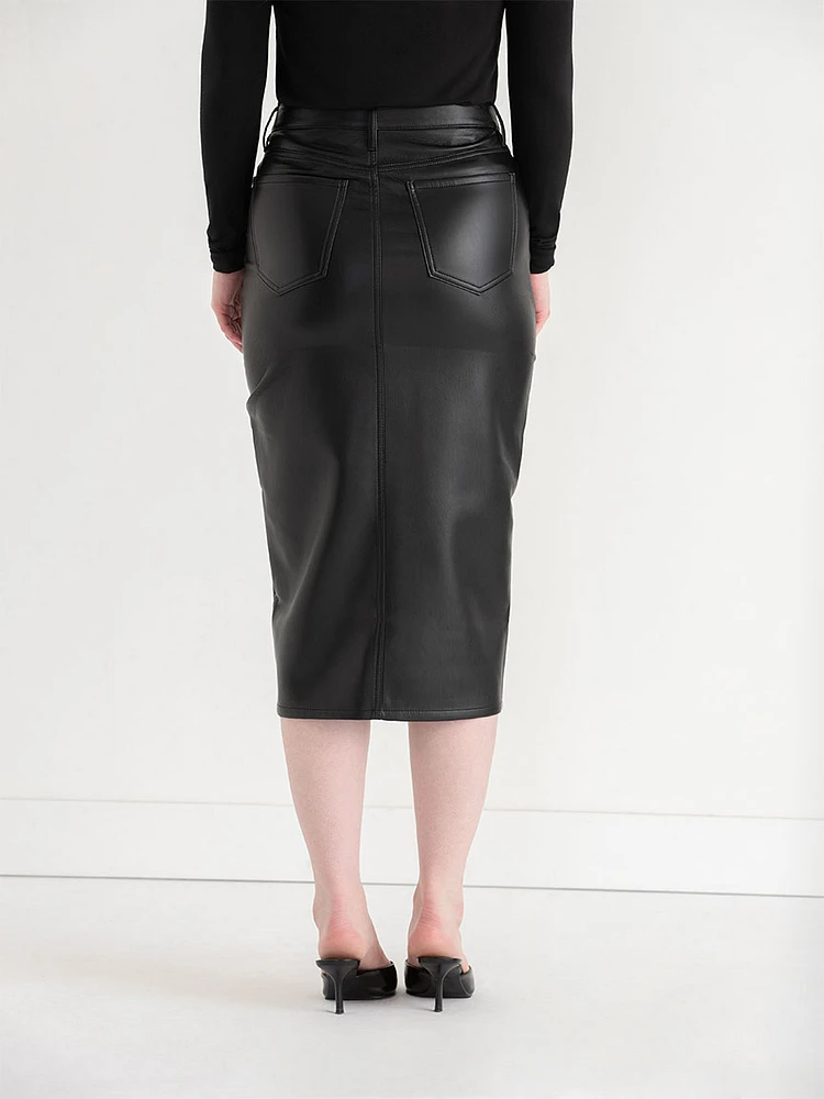 Faux Leather Midi Skirt