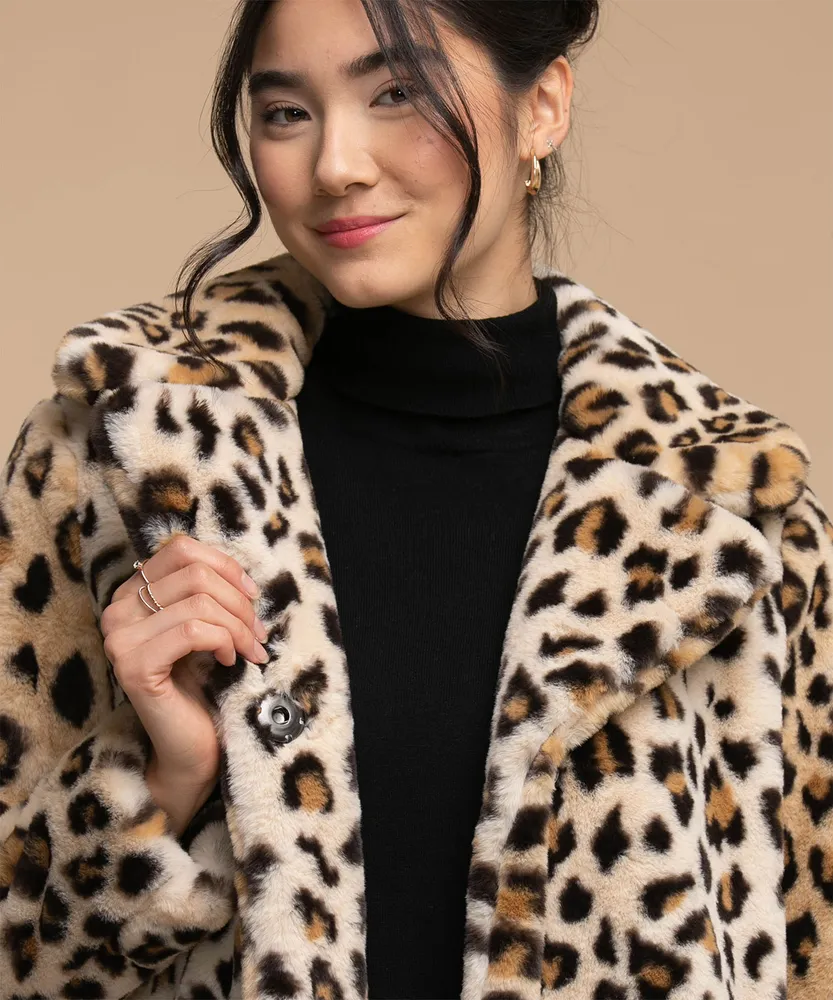 Animal Print Faux Fur Coat