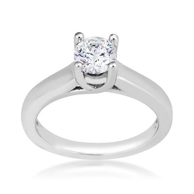 Noventa ct. tw. Round Diamond Solitaire Engagement Ring in 14K White Gold
