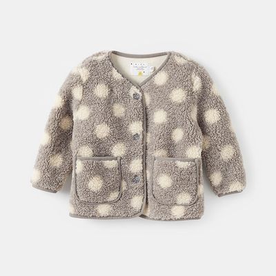 teddy fleece button up coat, size 12-18m - Grey