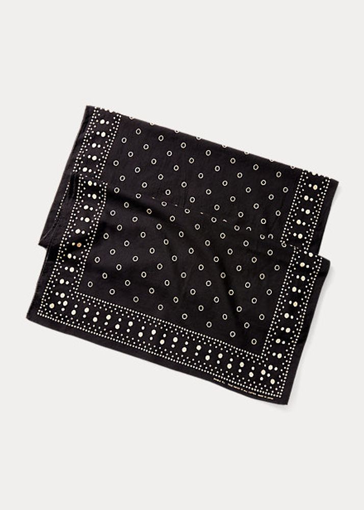 Foulard oblong en coton à pois