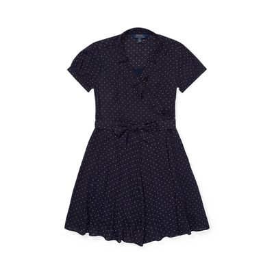 Robe en crêpe volantée à pois