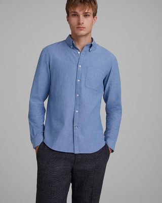 Long Sleeve Chambray Flannel Shirt