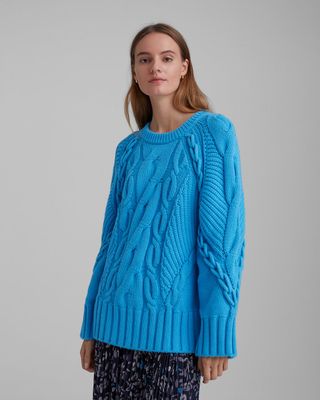 Oversized Cable Crew Sweater