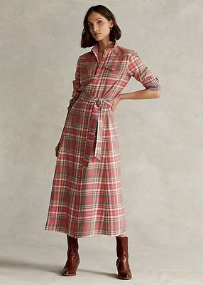 Robe-chemise écossaise en coton