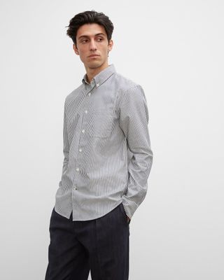 Long Sleeve Textured Stripe Button-Down