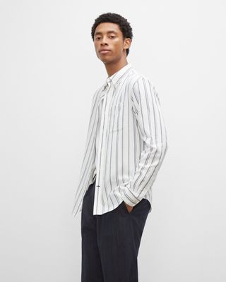 Long Sleeve Stripe Flannel Shirt