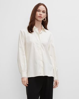 Embroidered Collar Button-Down Shirt