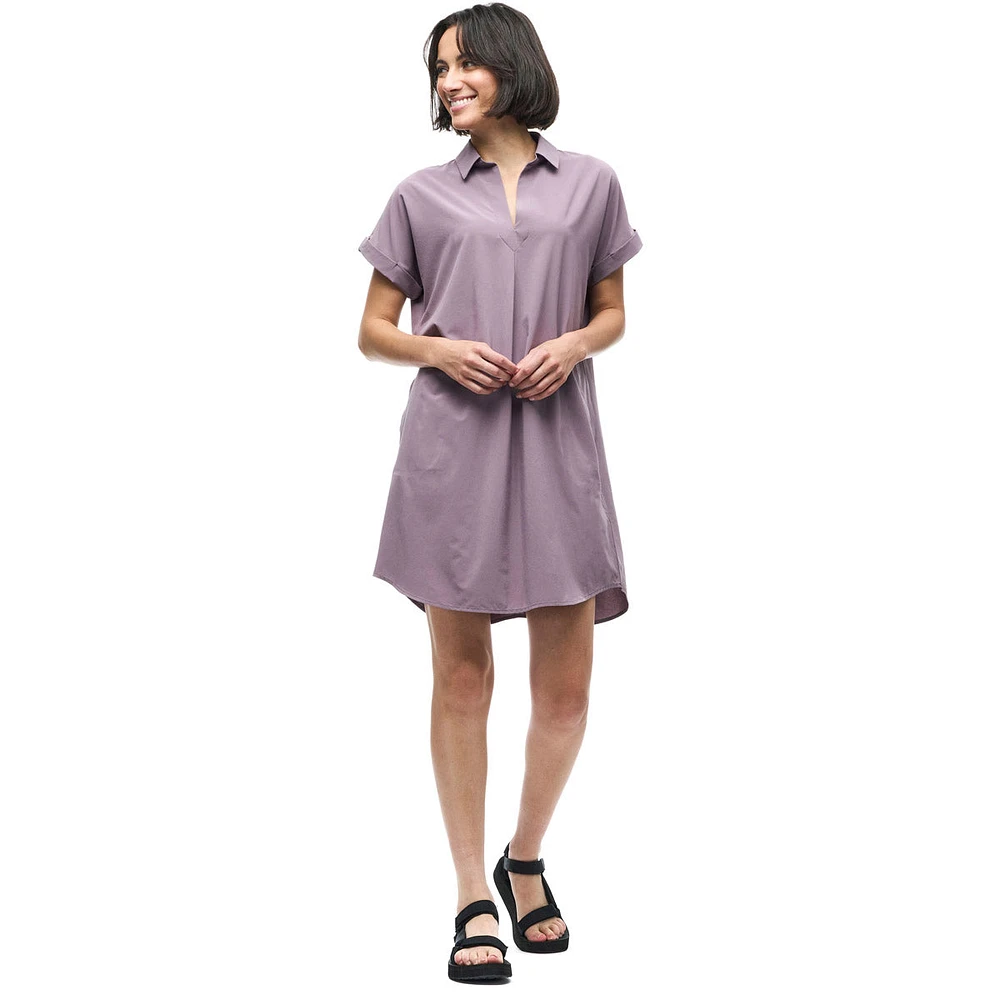 Women's Knee Length Short Sleeve Shirt Dress Frivol