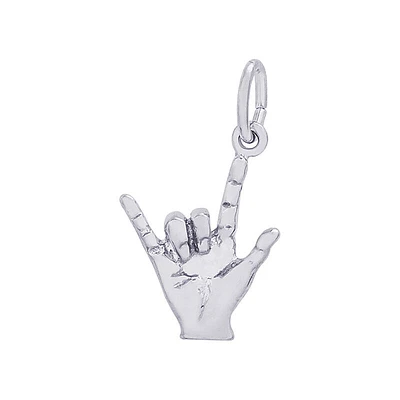 Love You Hand Charm in Sterling Silver
