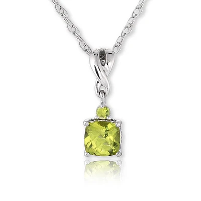 Peridot & Diamond Pendant Sterling Silver
