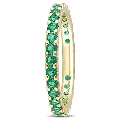 Created Emerald Eternity Band in 10k Yellow Gold