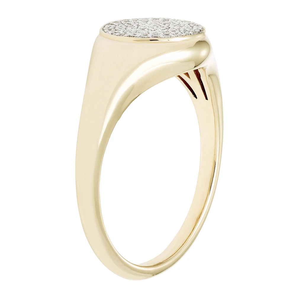 Diamond Pave Signet Ring 1/5ctw. in 14k Yellow Gold