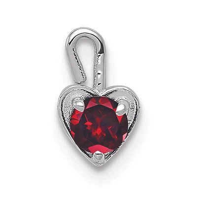 January Synthetic Birthstone Heart Charm in 14k White Gold