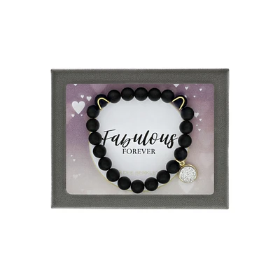 "Fabulous Forever" Black Agate Bracelet in Sterling Silver & Gold Plate