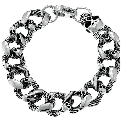 Men's Stainless Steel Skulls Wrapped Bracelet