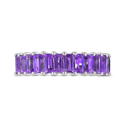 Baguette-Cut Amethyst Eternity Band in Sterling Silver