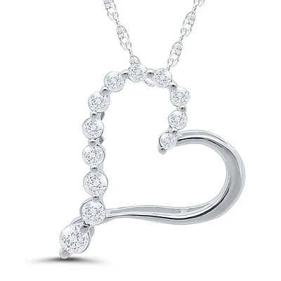 Journey Heart 0.25ctw. Diamond Pendant in 10k White Gold