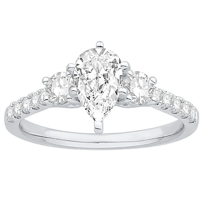 Diamond Three-Stone Ring Setting in 14k White Gold