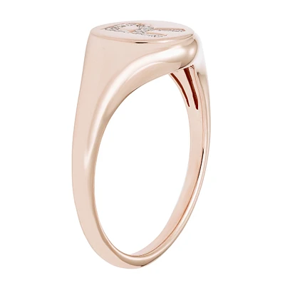 Diamond Initial R Signet Ring in 14k Rose Gold