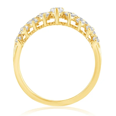 Brilliant-Cut 1ctw. Diamond Multi-Row Chevron Anniversary Band in 10k Yellow Gold