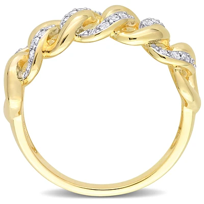 Diamond Chain Link Ring in Yellow Gold Plated Sterling Silver