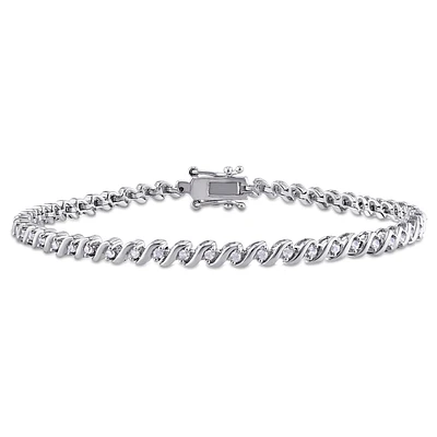 Round Diamond Tennis Bracelet in Sterling Silver