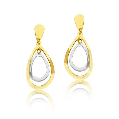 Double Oval Wave Earrings in 14k Two-Tone Gold