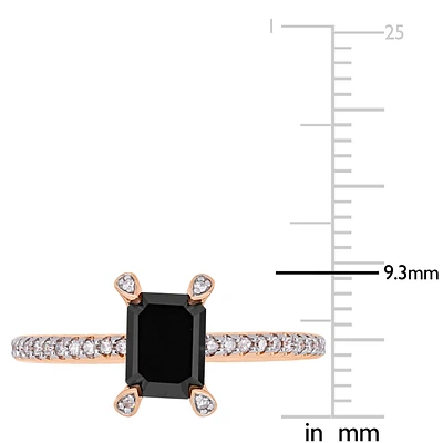 Emerald-Cut 1 1/10ctw Black Diamond Engagement Ring in 10k Rose Gold