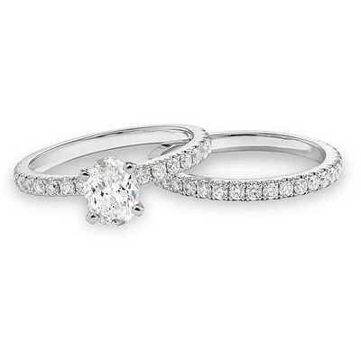 Lyra. Lab Grown 1 1/2ct. Diamond Bridal Set 14k White Gold