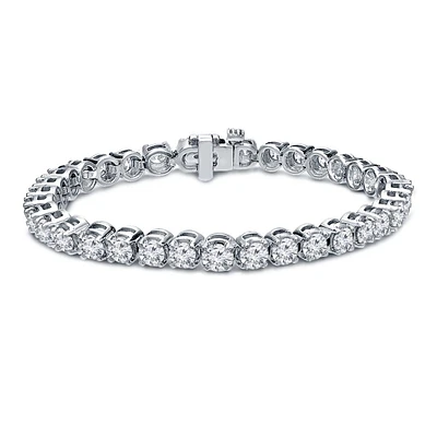 11ctw. 4-Prong Round Link Diamond Tennis Bracelet in 14K Gold (JK