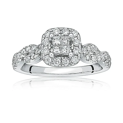 Calla. Princess-Cut Quad Diamond Twist Engagement Ring in 14k Gold