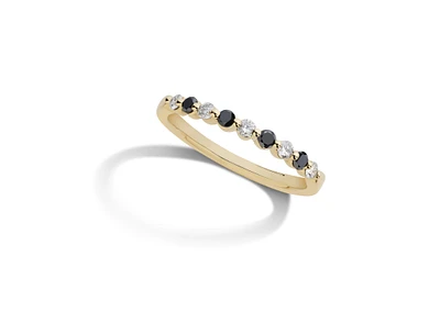 Black & White 1/3ctw. Diamond Shared Prong Anniversary Band 14k Yellow Gold