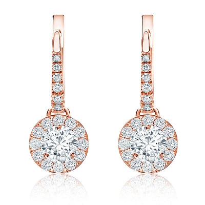 Diamond Halo 1ct. t.w. Dangle Earrings in 14k Rose Gold