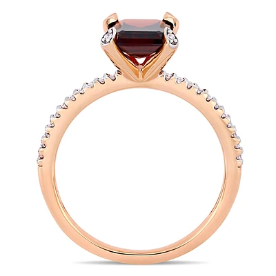 Emerald-Cut Garnet Engagement Ring in 10k Rose Gold