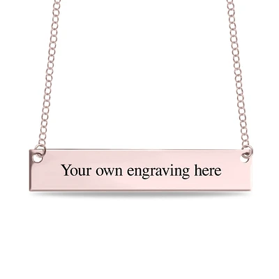 Handwriting Horizontal Bar Necklace in 10k Rose Gold