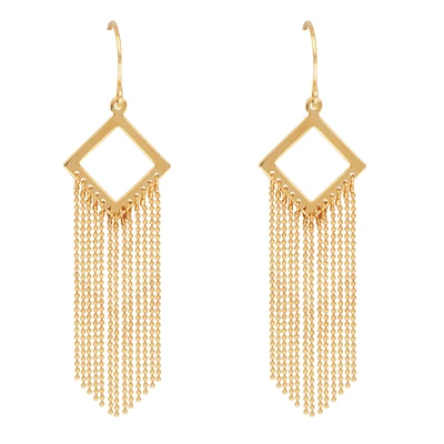 Diamond-Shape Gypsy Drape Dangle Earrings in 14k Yellow Gold