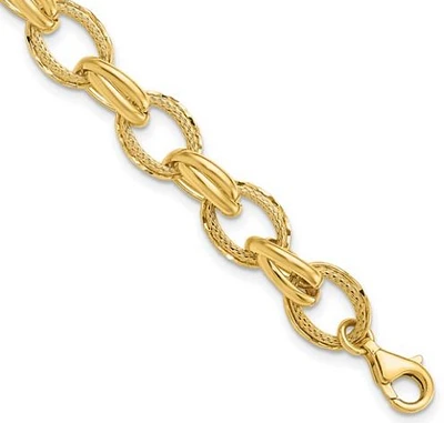 Textured Paperclip Chain Bracelet in 14k Yellow Gold