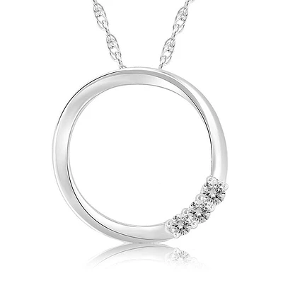 Today, Tomorrow, Forever Diamond Circle Pendant in 10k White Gold