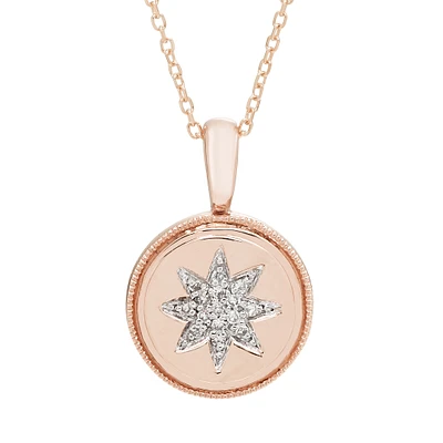 Diamond Starburst Pendant in 14k Rose Gold