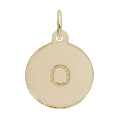 Lower Case Block O Initial Charm in Gold Plated Sterling Silver