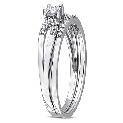 Princess-Cut 1/5ctw. Diamond Split Shank Bridal Set in Sterling Silver