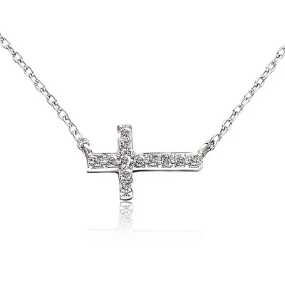 Diamond Sideways Cross Necklace