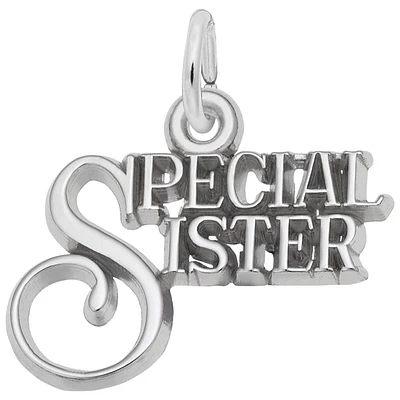 Special Sister Charm in 14K White Gold