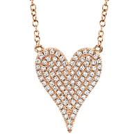 Shy Creation 0.21 ctw Pave Diamond Heart Necklace in 14k Rose Gold